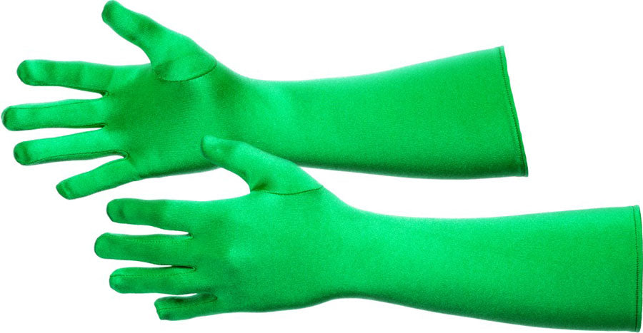 Satin Handschuhe Classic 40cm grün – Kostüme.com